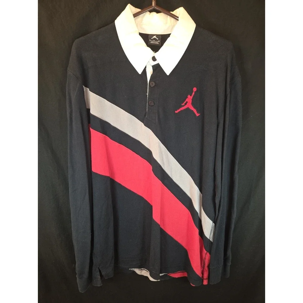 Air Jordan long sleeve 1/4 button collared shirt‎ mens xl NEW! RETRO NIKE